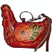A Burgundy Chicken, Unique Handmade Real Leather Coin Purse W/wristlet Strap. A Special Collectible Craft Item.
