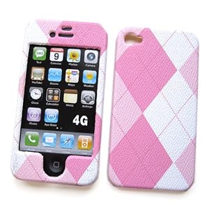 Apple iPhone 4 Snap-On Protector Hard Case Texturized "Pink Plaid" Design