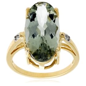 10k Yellow Gold Green Amethyst Ring, Size 6 by