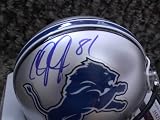 CALVIN JOHNSON AUTOGRAPHED SIGNED DETROIT LIONS MINI HELMET COA AND TAMPER PROOF HOLOGRAM