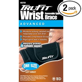 Tru-Fit Aerated Splint Wrist Brace Left, Black, One Size Fits All (Pack of 2)