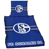 FC Schalke 04 Fanartikel Bettwäsche Linon Balken Schriftzug