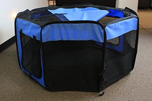 Petmark 43" High Quality Foldable Playpen Exercise 6 panel Tent for Dog and Cat (Blue, Small) domestic shipping in USA only