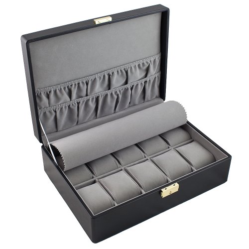 Deluxe Black Watch Case Holds 10 Watches