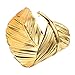 Merdia Weekly Promotion Fashionable Alloy Metal Arched Leaf Shaped Wide Arm Cuff Bangle Bracelet(Golden Color)