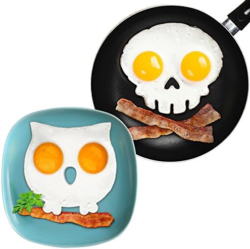 2Pcs Skull And Owl Shaped Fried Egg Mold Breakfast Pancake Mould