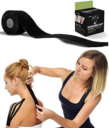 Kinesiology Tape for Athletes - Therapeutic Sports Tape for Injury and Performance - Ideal for Knee, Shoulder, Elbow, Ankle, Back, Neck Pain and Much More - 2 inches x 16.4 feet (Black)