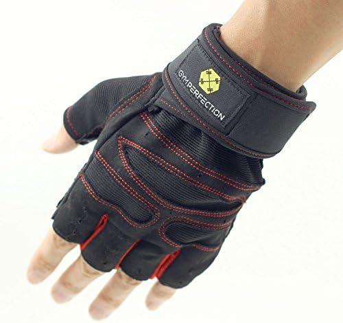 Gym Perfection Premium Gym Gloves - Anti Slip Gloves with grip control for dumbells and barbells - Perfect for Weightlifting, Gym Workout, Crossfit, Body Building &amp; More