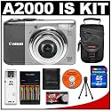 Canon PowerShot A2000 IS Compact Digital Camera + 4GB SD Card + Case + Batteries + Accessory Kit