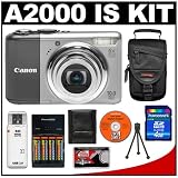 Canon PowerShot A2000 IS Compact Digital Camera + 4GB SD Card + Case + Batteries + Accessory Kit