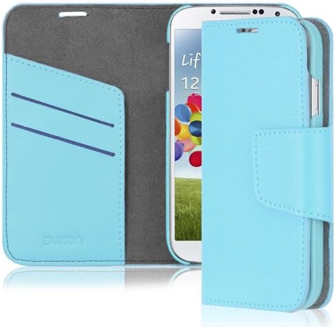 Duzign Vestige Wallet Case (Turquoise for Samsung Galaxy S4 i9500 (Built-in magnet for sleep / wake feature)