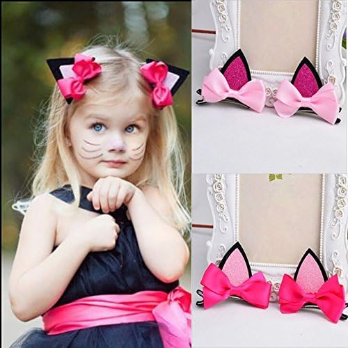 Xzqing 2 Pcs Cute Cat Ears Hair Clips Baby Girl Hairwear Baby & Kids Hairpins for girls Rose