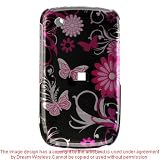 Premium Pink Butterfly Hard Skin Cover Case for Blackberry Curve 8520 (T-mobile) + Microfiber Cell Phone Bag