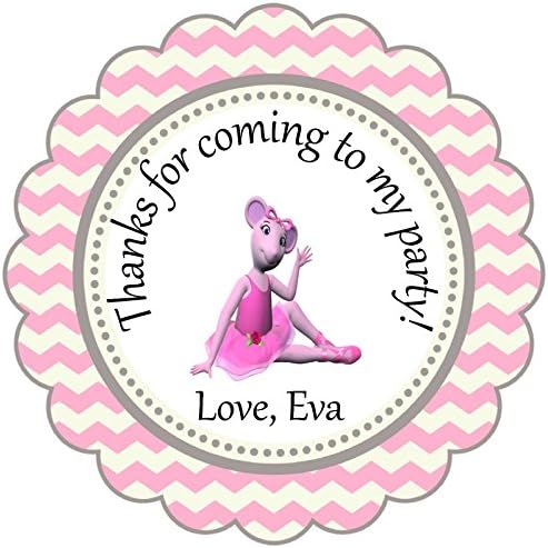 Set of 12 Angelina Ballerina Custom Personalized Birthday Party Favor Stickers, Round 2.5, Envelops Treat Tags Stickers, --By Beauty and Brains Girls Party Favor Labels Tags On Amazon-PLEASE LEAVE THE name YOU WANT ON YOUR STICKERS- -Please note that missing information will add to the turnaround time.
