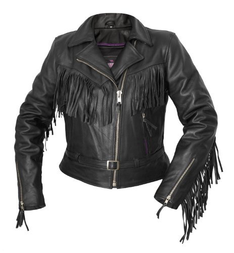 Interstate Leather Ladies Fringe Jacket (Black, Large) On Sale