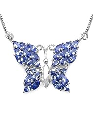 3.80 Carat Genuine Tanzanite and White Topaz Sterling Silver Pendant