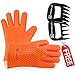 Heat-Resistant Silicone Gloves & Pull Claws by Kitchen-Lot ~ For Cooking, Baking, & BBQ - Comfortable, Flexible, Non-Slip, Easy-To-Clean, & Fits Most Hands * Hard-Plastic Shredders Plus Recipe Ebook!