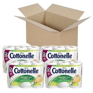 Cottonelle Gentle Care Toilet Paper with Aloe and E, 12 Rolls, Pack of 4 (48 Rolls)