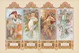 The Four Seasons Art Styles Poster Print by Alphonse Mucha, 36x24