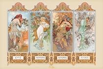 The Four Seasons Art Styles Poster Print by Alphonse Mucha, 36x24