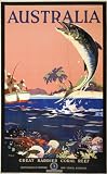 1935 GREAT BARRIER REEF AUSTRALIA FISHING TRAVEL POSTER