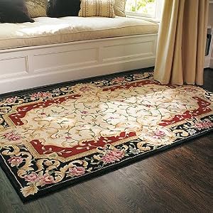 Bella Flora Rug - Black, 6' Round - Frontgate