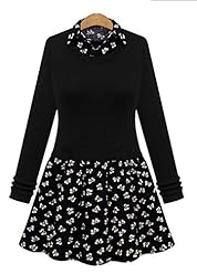 Sexy Spring Fall Cotton/Knit Bubble Dress Floral Print Tunic 