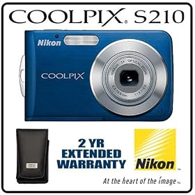 Nikon COOLPIX S210 Cool Blue Compact Digital Camera 8.1 Megapixel 2.5 LCD Screen Plus... by Nikon