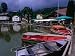 Boats, Inn and Restaurant Above Waterfall Trail in Black Forest, Triberg, Germany Photographic Poster Print by Johnson Dennis, 40x30
