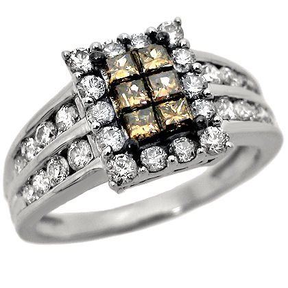1.0ct Chocolate Princess Cut Diamond Ring Band 10k White Gold