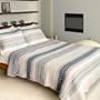 [City Of Sky] 100% Cotton 3PC Vermicelli-Quilted Patchwork Quilt Set (Full/Queen Size)