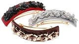 L. Erickson USA Crystal Sequin Flower Rectangle Volume Barrette - 100% Silk Charmeuse