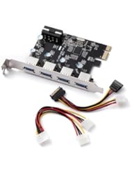 PC Accessory: UtechSmart PCI Express to SuperSpeed USB 3.0 4-Port Expansion Card with 5V 4-Pin Power Connector for Desktops [ Include with A 4pin to 2x4pin Y-Cable + A 15pin to 1x15pin SATA and 1x4pin Cable ] - UtechSmart