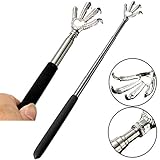 ELEGIANT Portable Claw Telescopic Extendable Ultimate Stainless Steel Back Scratcher Massager Portable Hand Held black