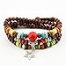 November's Chopin (TM) Unique Metal Pendant Wood Beads Leather Adjustable Wrap Bracelet