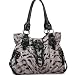 Designer Inspired Velboa Tote Handbag W/ Gold Foil Zebra Print Animal Print/ Fur Grey