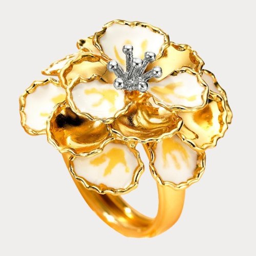 KLiNGEL Damenring »Blüte« Gelbgold