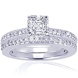 1.20 Ct Asscher Cut Diamond Engagement Wedding Rings Set VS2 GIA CUT: VERY GOOD