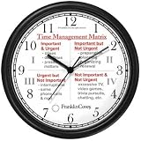 Habit 3 - Time Management Matrix or Quadrants (English Text) - Wall Clock from THE 7 HABITS - CLOCK COLLECTION by WatchBuddy Timepieces (Slate Blue Frame)