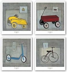 Drive, Coast, Scoot and Pedal Set by Matias Duarte 12"x12" Art Print Poster