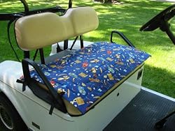 Golf Cart Seat Cover, Golf Print, Blue Background