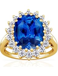 18K Yellow Gold Cushion Cut Blue Sapphire Ring With Sidestones