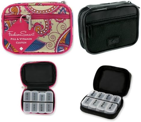 His &amp; Hers Fashion Smart Pill &amp; Vitamin Clutch Hacienda Magenta &amp; Black