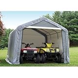 Peak Style Shed 4 15' Anchor 1 3 / 8' Frame with Grey Cover Size: 10' x 10' x 8' (Tan Color)