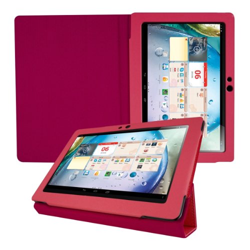 kwmobile Elegant synthetic leather case for Lenovo IdeaTab S6000 in dark pink with convenient STAND FEATURE