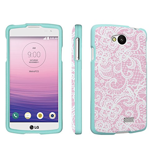 DuroCase ® LG Optimus F60 MS395 / Tribute LS660 / Transpyre VS810PP Hard Case Mint - (Lace Flower Pink)