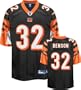 Cedric Benson Jersey: Reebok Black Replica #32 Cincinnati Bengals Jersey - XX-Large