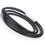Trendy Male Black Magnet Leather Bracelet Cuff Jewelry