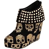 Iron Fist Women's Gold Star Wedge Boot,Gold/Black,5 M US