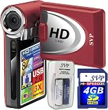SVP T400-Red 1280x720p True HD Camcorder with 2.4 LCD (SVP 4GB SDHC Memory Card & AA Rechargeable Set Included)